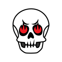 Skull character with burning eyes