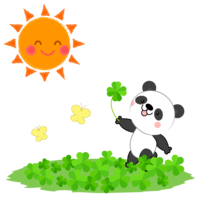 玩三叶草的熊猫