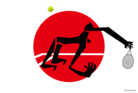 Japanese flag and tennis man
