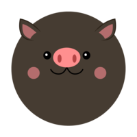Round black pig face
