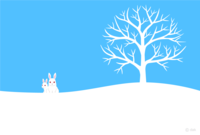 白うさぎと雪の木