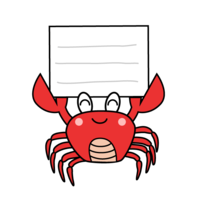 Crab character with information board