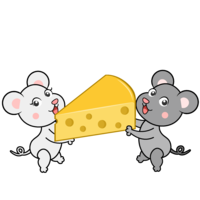 Mouse couple carrying cheese