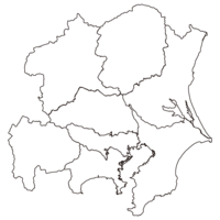 Black and white map of the Greater Tokyo area