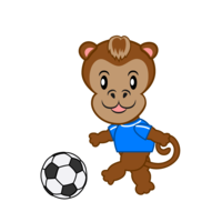 Monkey playing soccer
