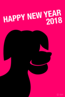 New Year's card with a dog silhouette design with ears
