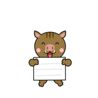 Wild boar character with a panel