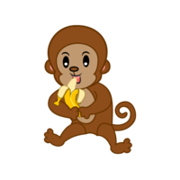 Monkey character eating banana