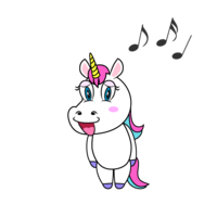 Singing unicorn character