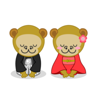 Monkey couple greeting the New Year