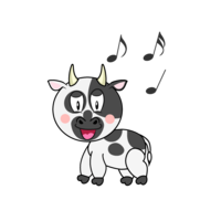 Cow character who enjoys singing