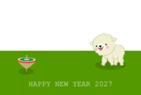 羊和新年陀螺贺年卡