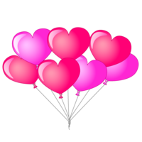 Many heart-shaped balloons