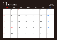 Black calendar for November 2020