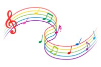 Colorful flowing river-like sheet music