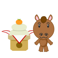 Kagami mochi and horse character