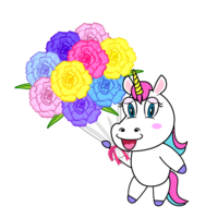 Unicorn giving a bouquet