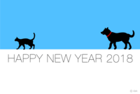 dog and cat silhouette New Year's card