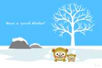 在雪见露天温泉放松的猴子父子寒冬慰问
