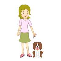ペットの犬と女性