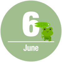 Circular frog and June characters