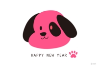 Pink dog face New Year's card