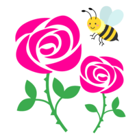 Cute bee and rose