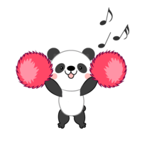 Panda cheering with pompoms
