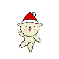 Sheep character in Santa hat