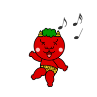 Dancing red demon character