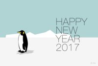 New Year's card of emperor penguins