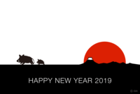 Mt. Fuji and the first sunrise of the year New Year's card