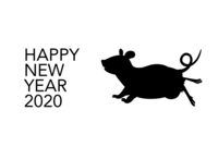Running mouse silhouette New Year's card