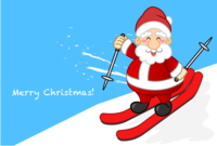 スキーするサンタのクリスマスカード