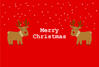 Christmas card of snowing reindeer