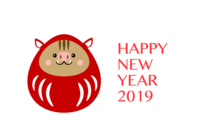 Cute wild boar Daruma New Year's card