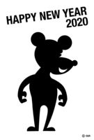 New Year's card of mouse silhouette