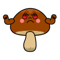 Mushroom character with burning fighting spirit
