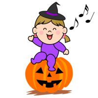 Halloween pumpkin and toddler girl
