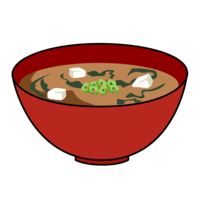 Miso soup in a red bowl