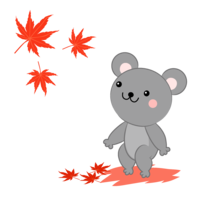 Mouse hunting autumn leaves
