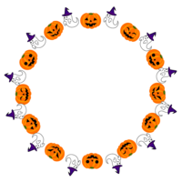 Cute ghost and Halloween pumpkin circle