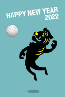 Volleyball tiger silhouette New Year's card