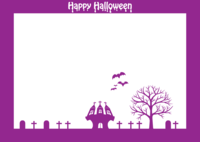 Purple frame of witch castle and graveyard