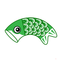泳ぐ緑の子鯉