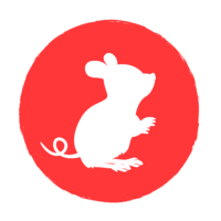 White rat and red circle