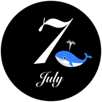 黒丸型のクジラと7月文字