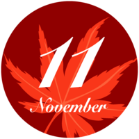 Circular maple leaves and November characters
