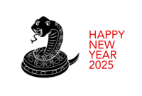 Snake New Year's card with black and white design