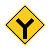 Y字路の注意標識